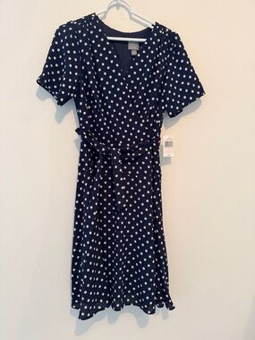 Rabbit Rabbit Rabbit Navy Polka Dot Wrap Midi Dress